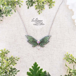 LUTINE - Mini collier ailes de fée vert clair
