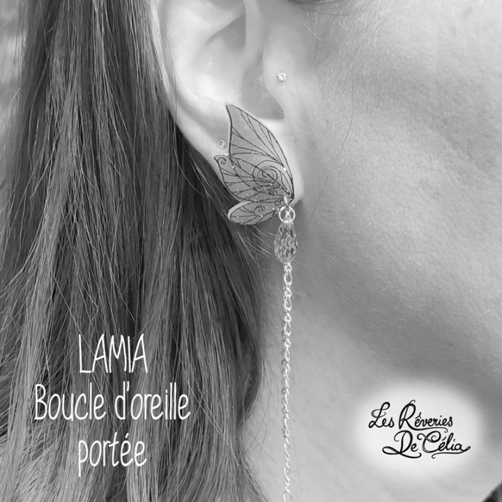LAMIA - Boucles d'oreilles ailes de fées debout noir