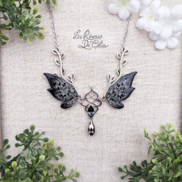 SYLVANIA - Collier Ailes de fée sylvestre noir brillant