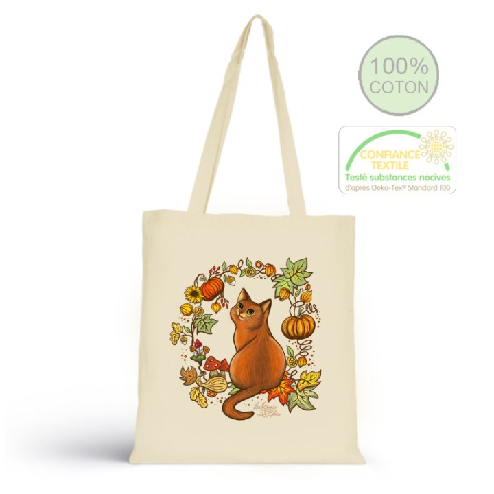 Tote bag sac made in france coton bio illustration chat