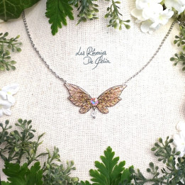 LUTINE - Mini collier ailes de fée orange clair
