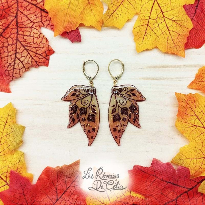 Boucles d'oreilles Ailes de fée d'automne -5-