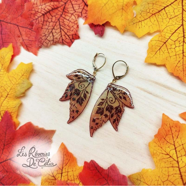 Boucles d'oreilles Ailes de fée d'automne -5-