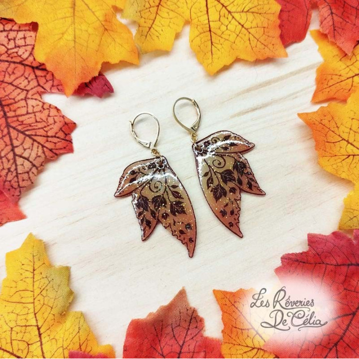Boucles d'oreilles Ailes de fée d'automne -5-