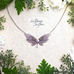 LUTINE - Mini collier ailes de fée violet