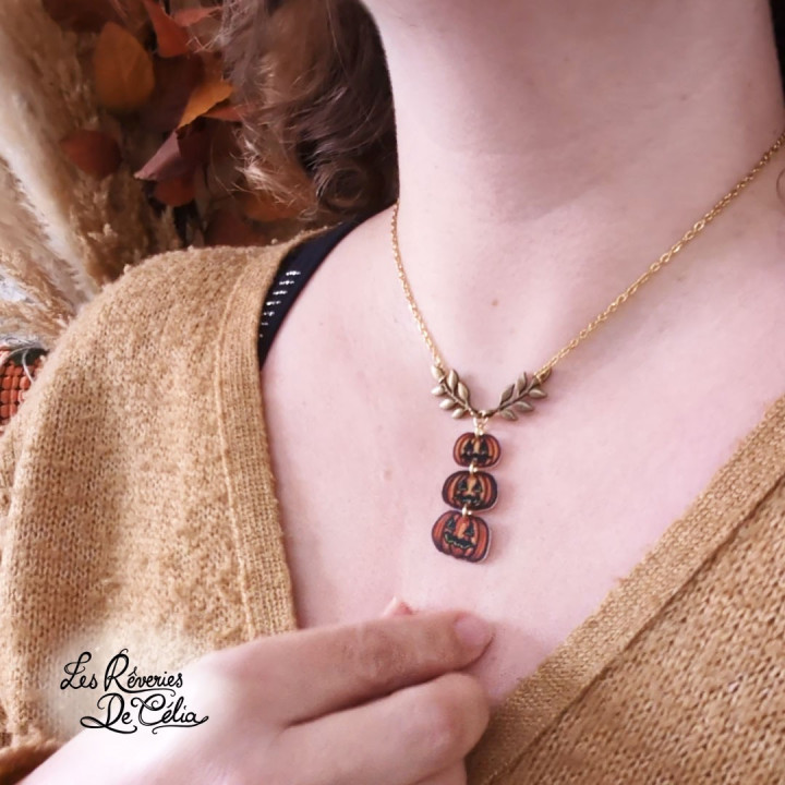 Collier Trio de Citrouilles (Mat)