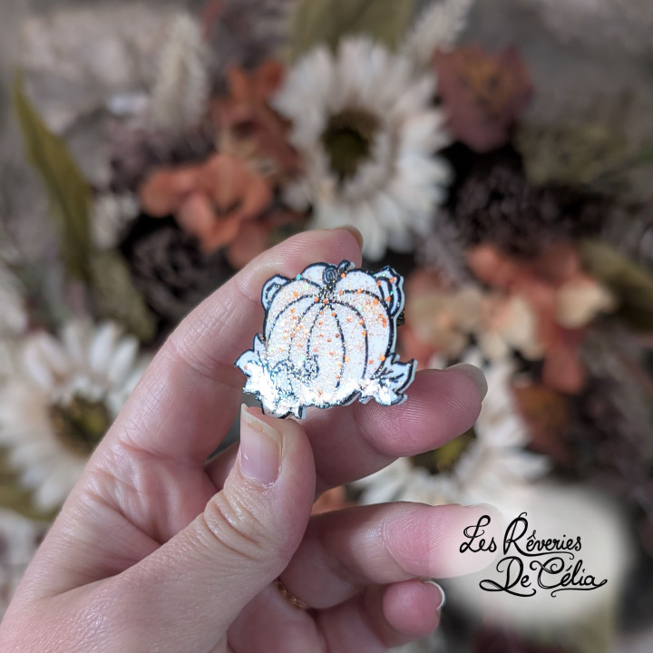 Broche Jolie Citrouille Blanche (pailletée)