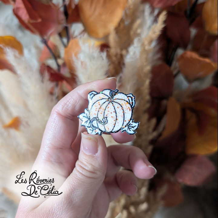 Broche Jolie Citrouille Blanche (pailletée)