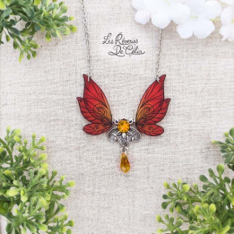 EVERLYNE - Collier Ailes de fée Art Nouveau rouge mat (version 2)