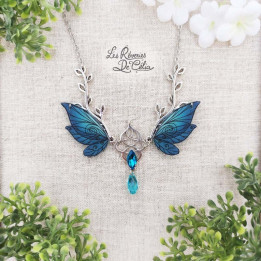 SYLVANIA - Collier Ailes de fée sylvestre bleu mat