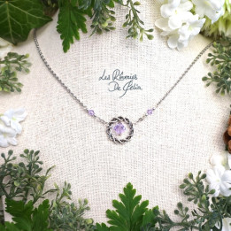 NAIA - Collier anneau entrelacs et cristaux violet