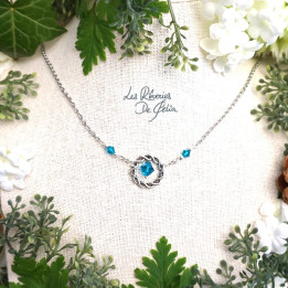 NAIA - Collier anneau entrelacs et cristaux turquoise