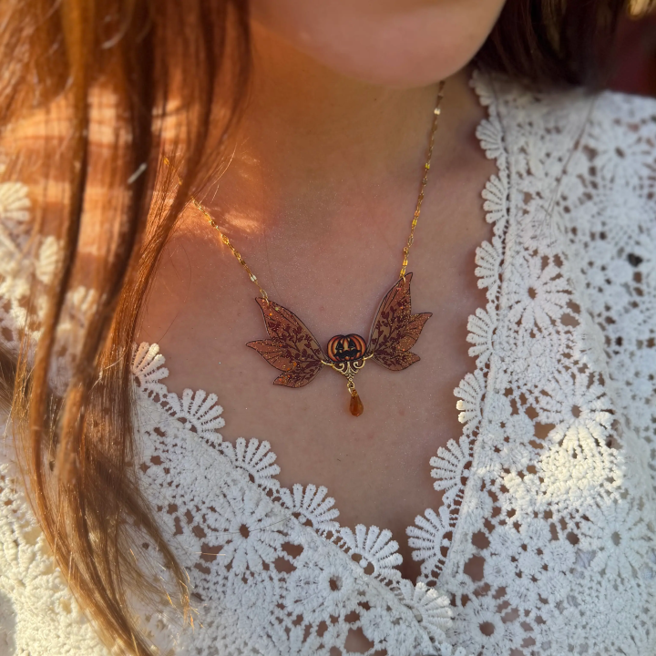 Collier aile de fée "Fée des citrouilles"