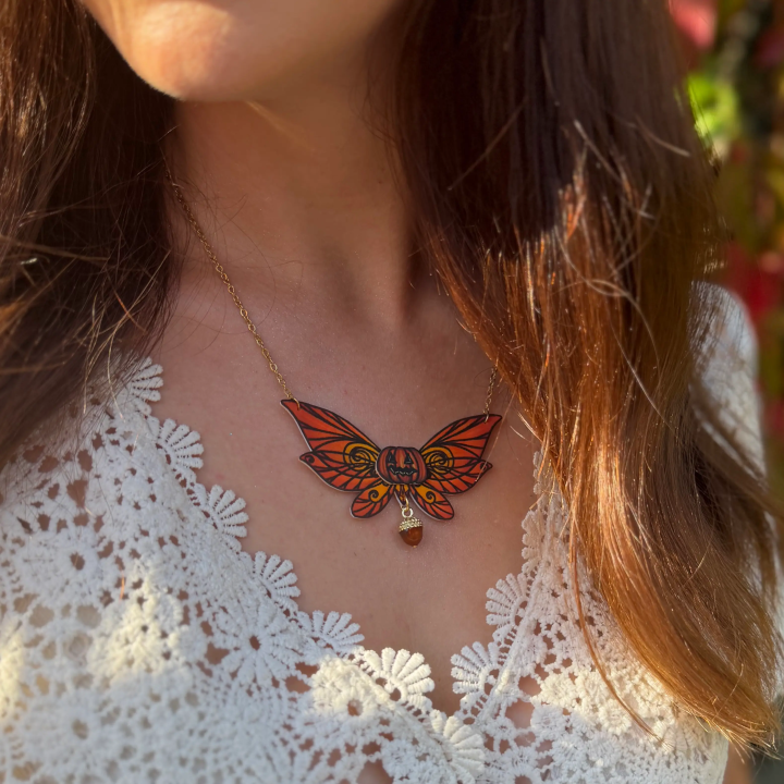 Collier aile de fée " Flying Pumpkin"