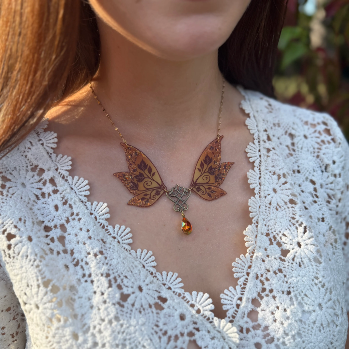 Collier aile de fée "Sortilège d'automne"