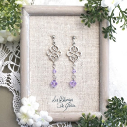 LÉLIEL - Boucles d'oreilles entrelacs celtiques et cristaux violet