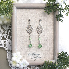 LÉLIEL - Boucles d'oreilles entrelacs celtiques et cristaux vert