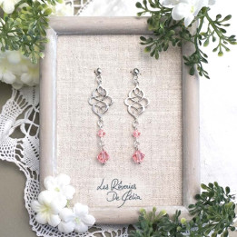 LÉLIEL - Boucles d'oreilles entrelacs celtiques et cristaux rose
