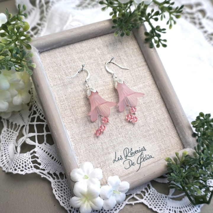 MIRANA - Boucles d'oreilles fleurs rose