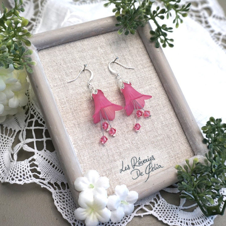 MIRANA - Boucles d'oreilles fleurs fushia