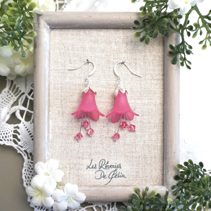 MIRANA - Boucles d'oreilles fleurs fushia