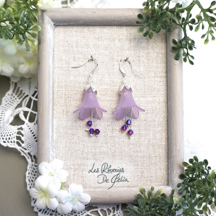 MIRANA - Boucles d'oreilles fleurs violettes