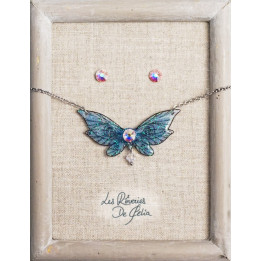 COFFRET 1 - Collier Lutine et puces d'oreilles bleu