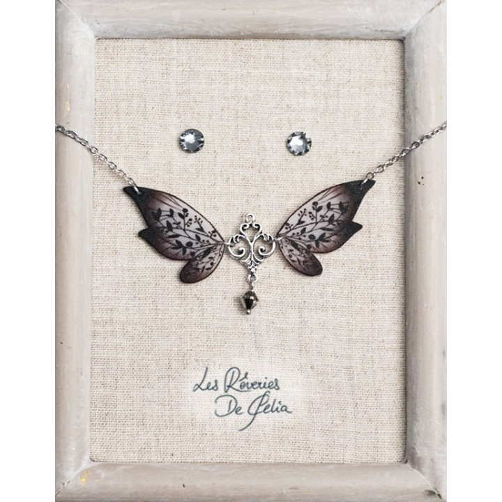 COFFRET 2 - Collier Aldéra et puces d'oreilles noir