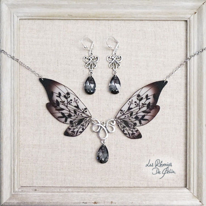 COFFRET 6 - Collier Majestiel et boucles d'oreilles Diane noir