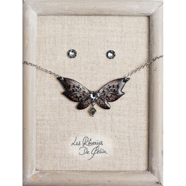 COFFRET 1 - Collier Lutine et puces d'oreilles noir