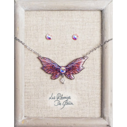 COFFRET 1 - Collier Lutine et puces d'oreilles rose