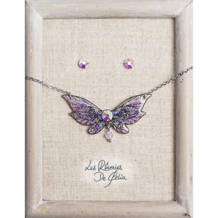 COFFRET 1 - Collier Lutine et puces d'oreilles violet