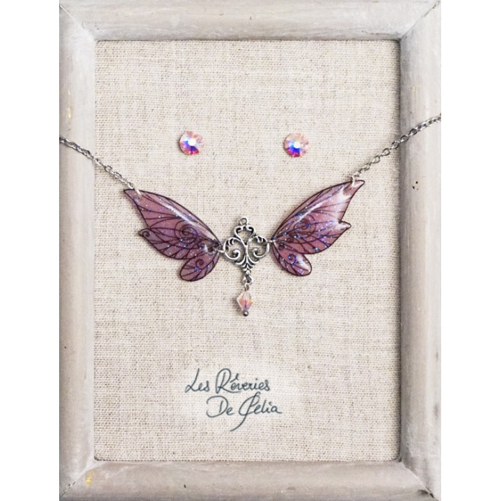COFFRET 2 - Collier Aldéra et puces d'oreilles rose
