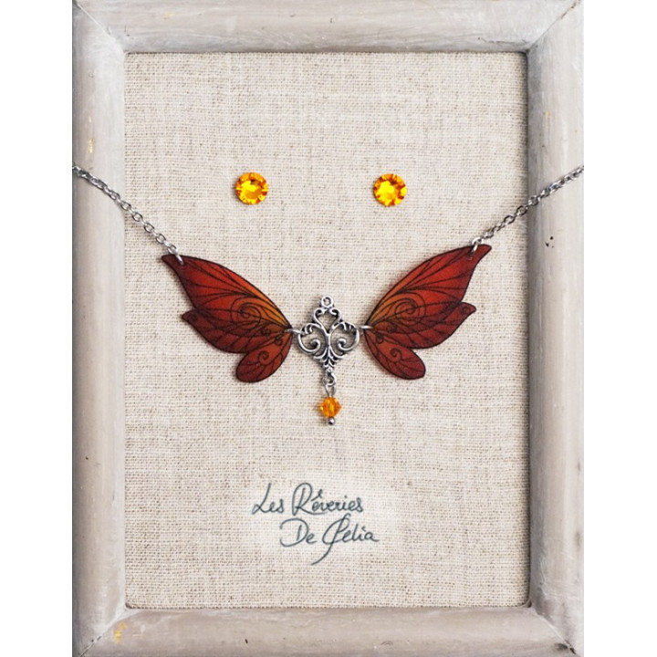 COFFRET 2 - Collier Aldéra et puces d'oreilles rouge