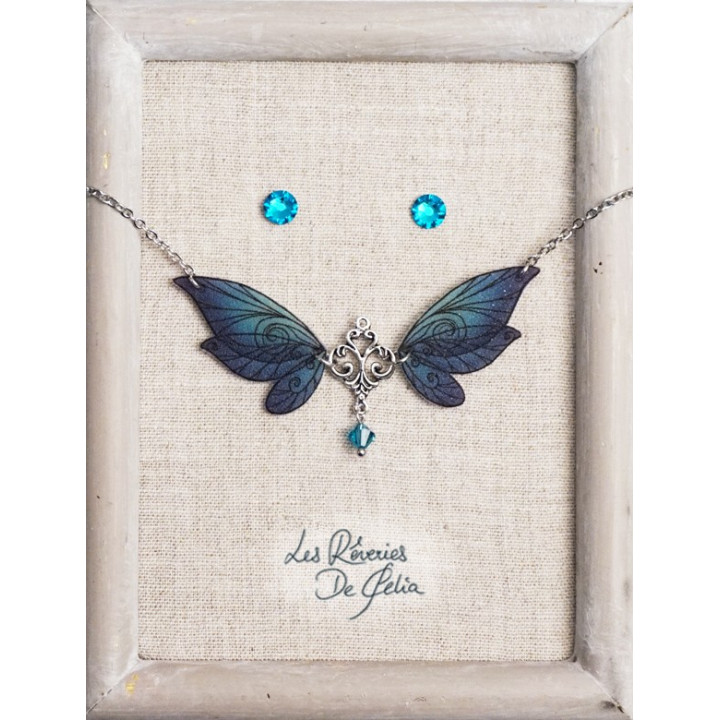 COFFRET 2 - Collier Aldéra et puces d'oreilles turquoise