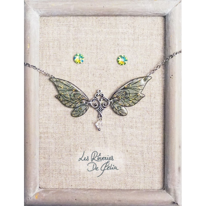 COFFRET 2 - Collier Aldéra et puces d'oreilles vert