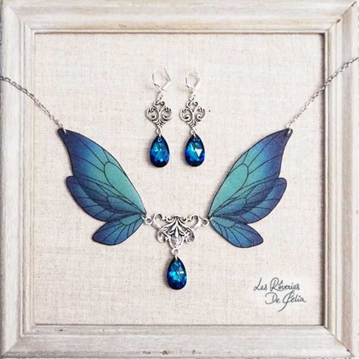 COFFRET 6 - Collier Majestiel et boucles d'oreilles Diane bleu
