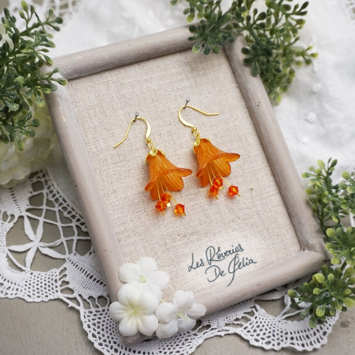 MIRANA - Boucles d'oreilles fleurs orange clair