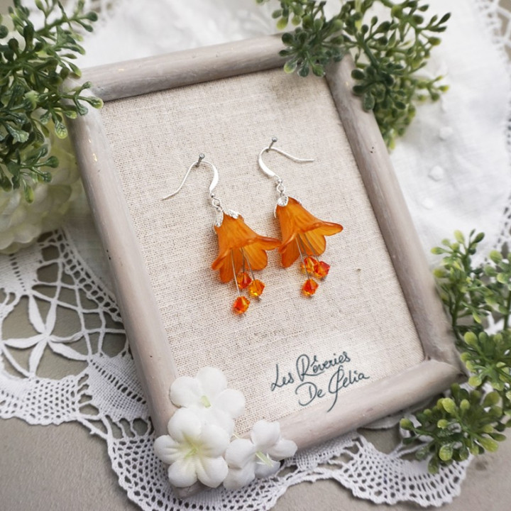 MIRANA - Boucles d'oreilles fleurs orange clair