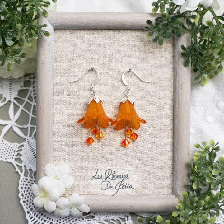 MIRANA - Boucles d'oreilles fleurs orange clair