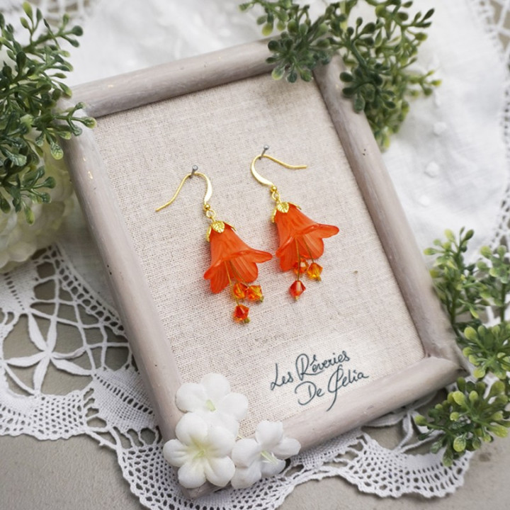 MIRANA - Boucles d'oreilles fleurs orange foncé