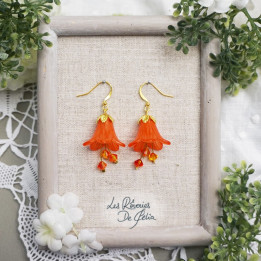 MIRANA - Boucles d'oreilles fleurs orange foncé
