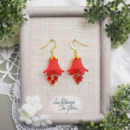 MIRANA - Boucles d'oreilles fleurs rouge