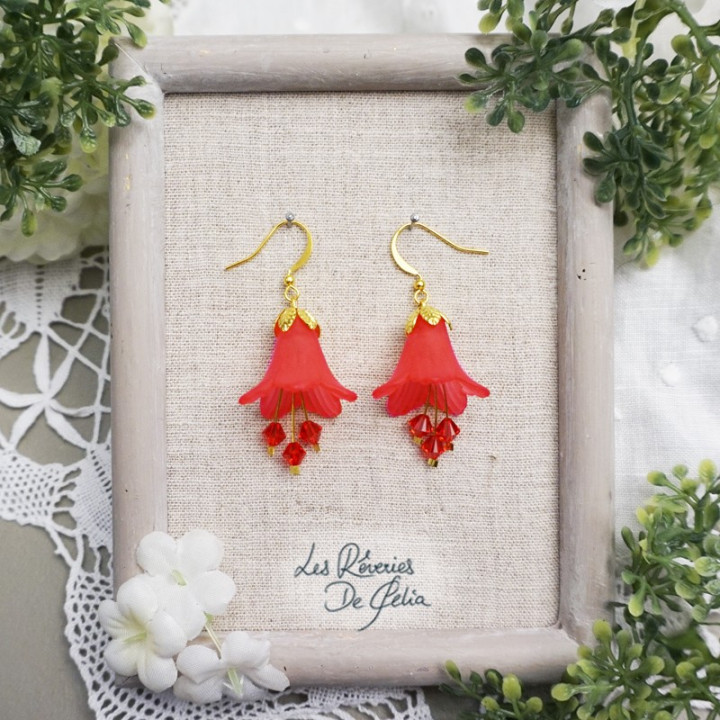 MIRANA - Boucles d'oreilles fleurs rouge