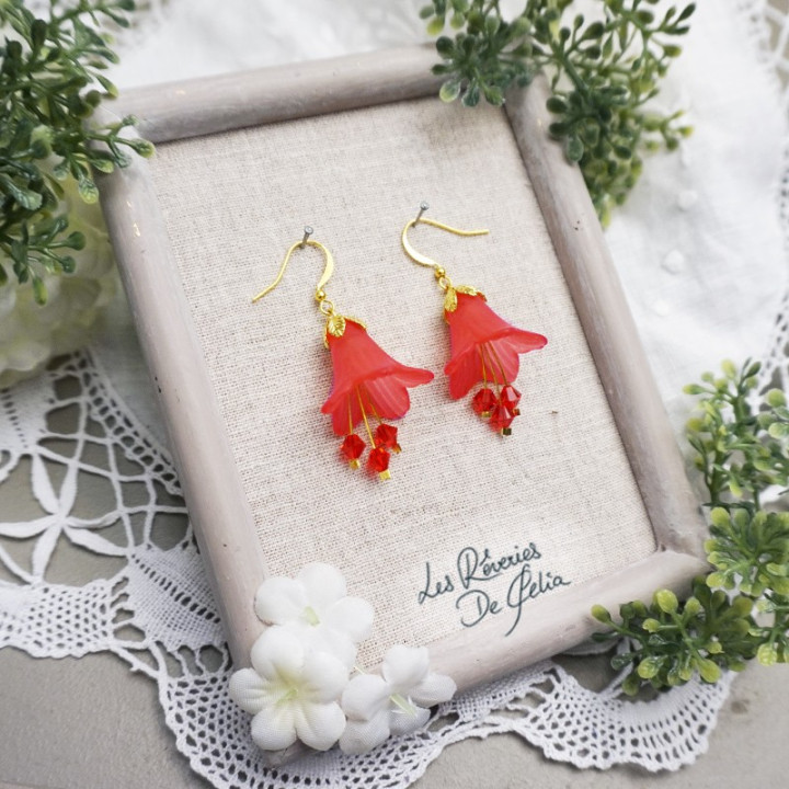 MIRANA - Boucles d'oreilles fleurs rouge