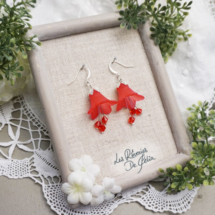 MIRANA - Boucles d'oreilles fleurs rouge
