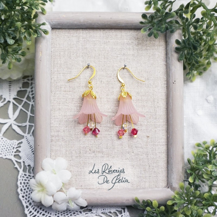 MIRANA - Boucles d'oreilles fleurs rose