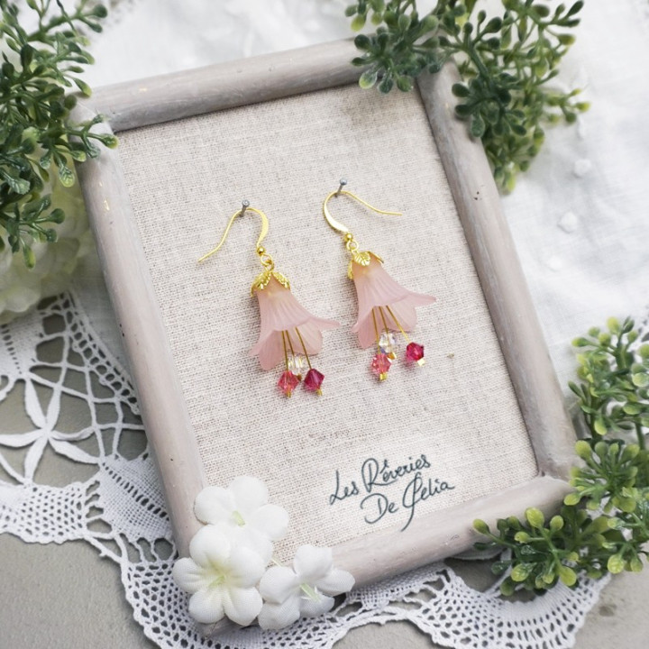 MIRANA - Boucles d'oreilles fleurs rose