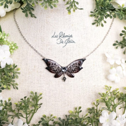 LUTINE - Mini collier ailes de fée noir