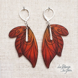 SÉLÈNE - Boucles d'oreilles ailes de fée argenté et rouge